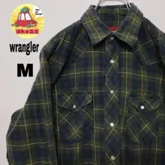 usa古着 wrangler ネルシャツ Ｍ グリーン ネイビー チェック