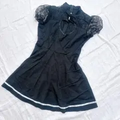 着用済み　コスプレ　フレアスカート　メイド　黒　レース　ハート