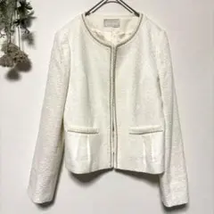 anysis｜ノーカラーツイードジャケット｜セレモニー｜卒業式｜入学式｜白｜Ｌ｜