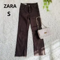 ZARAザラ◆フリンジデニムパンツ(S)ブラウン