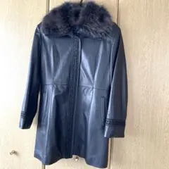 ファー付きレザーコート (羊革)