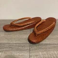 authentic shoe レザー雪駄リザード25.5cmブラウンUSED - メルカリ
