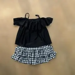 セパレート水着 女の子用 140cm ブラック/チェック