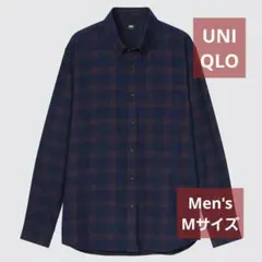 メンズ　ユニクロ　UNIQLO　フランネルシャツ　長袖　パープル　M　チェック