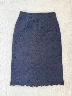 【美品】ネイビー　レーススカート　上品