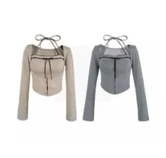 YILON Corset design layered tops グレー