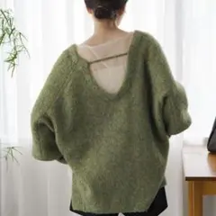 Kastane メランジvニット グリーン