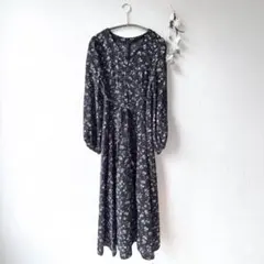 FRAY I.D フラワープリントロングワンピース ブラック　フリーサイズ