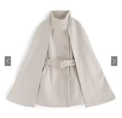 ベルト付きハイネックケープスコート[ze749]