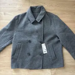 UNIQLOダブルフェイスショートコートリラックスフィットLサイズグレー