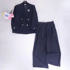 ヴィンテージ スーツ 紺ブレ ダブルブレスト セットアップ パンツセット M