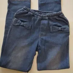 ニットプランナー リボン デニムパンツ 160