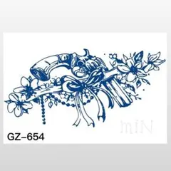 ジャグアタトゥーシール＊GZ-654 ピストル　花　リボン