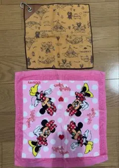 タオルハンカチ2枚 ディズニー、ふくふくにゃんこ