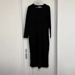 GAP ブラック 長袖 ロングワンピース スリット入り