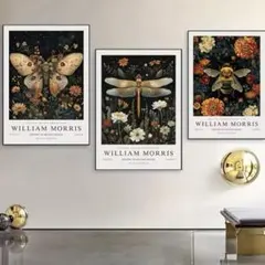 P220ポスター　アート　フラワー　虫　ウィリアム・モリス　蜂