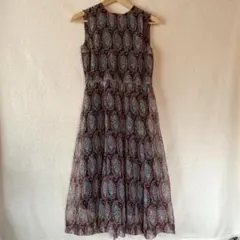 古着＊USED＊ロングワンピース＊花柄＊ノースリーブ＊レトロ＊9号＊Mサイズ