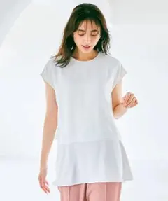23SS 23区 【洗える】バックサテンアムンゼン 袖フリル キーネック 