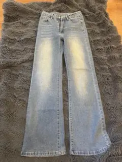 レディース デニムパンツ ワイドシルエット ライトブルー