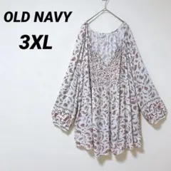 OLD NAVY 【3XL】花柄 長袖チュニック PLUS ビックサイズ