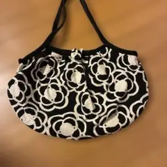 モノトーン 花柄 ミニトートバッグ