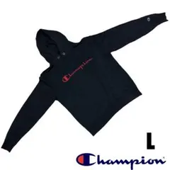 Champion Script Logo Hoodie Black L