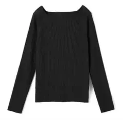 【未使用】GRL スクエアネックリブニットトップス　ブラック