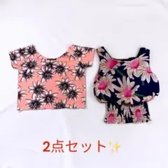 訳あり大特価✨ 花柄 クロップドトップス ノースリーブ 2点セット 夏服 お得のサムネイル