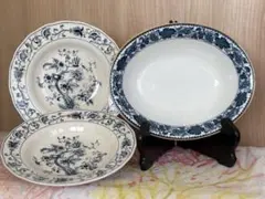 ニッコーダブルフェニックス　ミングトゥリー 青と白の花模様 陶器皿3点