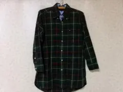 103717　トミーヒルフィガー　長袖チェックシャツ　緑 M