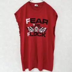 US古着 ビンテージ ノースリーブ Tシャツ カットオフ ストリート 赤 M