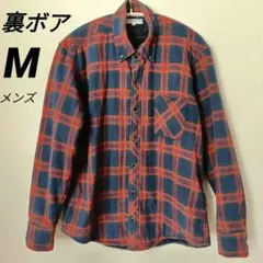 しまむら CLOSSHI 裏ボア チェックシャツ M ネルシャツ 厚手 防寒