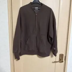 Champion ブラウン ジップアップ スウェット M