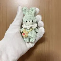 ハンドメイド あみぐるみ ウサギ ミントグリーン