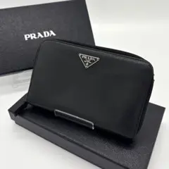 プラダ 長財布 三角プレート ブラック ナイロン ラウンドファスナー