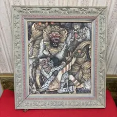 バリ島アート 絵画 木製彫刻フレーム付き - メルカリ