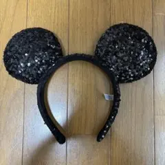 ミッキーカチューシャ　スパンコール黒