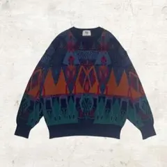 vintageモディリアーニ総柄レトロニットセーター古着Modigliani