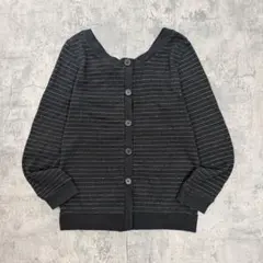 00s 90s Vintage ボーダーカーディガン 黒 M y2k グランジ