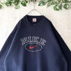 USA製 90s NIKE ナイキ スウェット トレーナー 紺 ロゴ刺繍 L