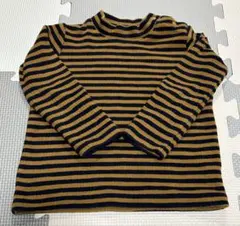 長袖ハイネックＴシャツ 茶色と紺のストライプ