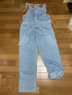 値下げ】春　ドット　デニム　サロペット