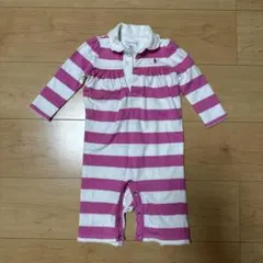 Ralph Lauren ピンクと白のストライプロンパース