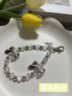 ビーズストラップ リボン チャーム 韓国