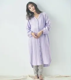 ベルメゾン　産前産後兼用 ダブルガーゼ長袖シャツワンピ&レギンス パジャマ