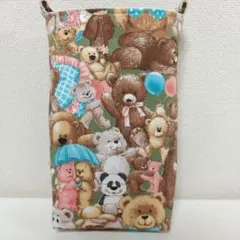 ナースポーチ　スマホポーチ　オーガナイザー　ハンドメイド　クマ柄