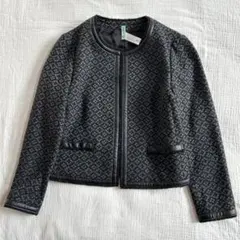 レリアン ノーカラー　ツイード　総柄　ジャケット 9号