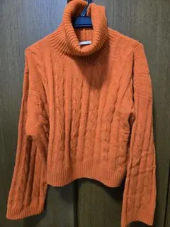 GU オレンジ タートルネックセーター XL