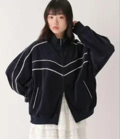 Heather ベロアレースラインブルゾン ネイビーのサムネイル