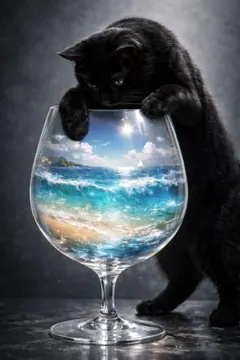 夏を閉じ込めたグラス　オリジナルデジタルアート